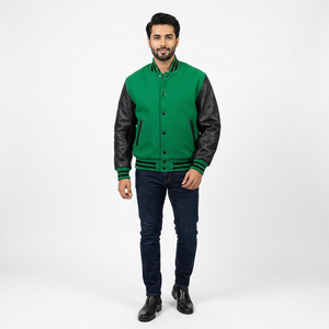 Blouson universitaire en molleton respirant 100 % coton à manches longues pour homme avec logo personnalisé – Nouvelle collection 2026 – Dernier design – Service OEM - Product Image 1