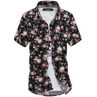 Chemises à fleurs hawaïennes boutonnées pour hommes Chemise imprimée à manches courtes coupe régulière Prix de gros cs12