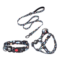 Ensemble de harnais pour chien de dressage de luxe personnalisé en gros Harnais pour chien imprimé sans traction Collier à dégagement rapide Laisse Fabricants d'animaux de compagnie