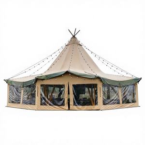 Carpa Tipi Grande de Dos Habitaciones, Carpa de Verano para Reuniones de Varias Personas, Pagoda de Ocio con Membrana Exterior de PVC - Product Image 1