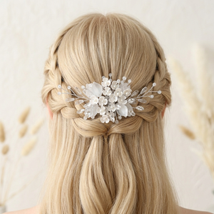<span class=keywords><strong>Peigne</strong></span> à cheveux floral artisanal pour mariée, élégant, avec perles et cristaux, accessoire romantique pour <span class=keywords><strong>mariage</strong></span>, fleurs blanches, pour mariées et bals de promo - Product Image 1