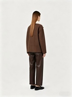 LOVEXUAN Damen 100% Woll-Wintermantel mit Kunstfellkragen, Kurze Woll-Dufflecoat-Jacke, Luxuriöse Oberbekleidung