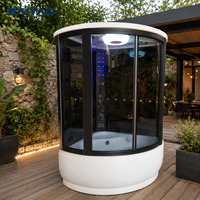 Nouveau moderne acrylique Quadrant hôtel utiliser Whirlpool Hydro Massage trempage baignoire vapeur douche noir encadré lumière LED cabine de douche