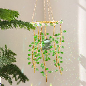 Piedra Natural cristal verde Rama de sauce decoración colgante aéreo colorido Sun Catcher colgante para dormitorio jardín Navidad - Product Image 3