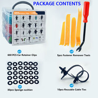 725 pièces, 23 types, vente chaude, ensemble de clips de fixation en plastique pour voiture, assortiment de clips de fixation pour carrosserie automobile, goupille de retenue à pression, rivet, pare-chocs