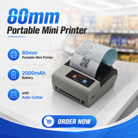 Printer Thermal Mini Portabel 80mm untuk Ponsel, Mesin Pencetak Struk & Label Barcode, Faktur/Invoice dengan Baterai