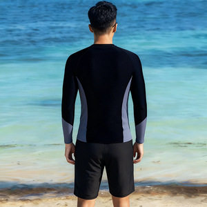 Conjunto de traje de baño Baiya para hombre, de manga larga, de secado rápido, negro, de dos piezas, para surf, snorkel y playa - Product Image 4