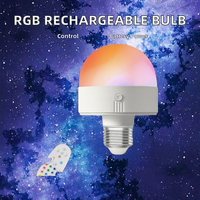 Ampoule LED rechargeable E26/E27 RGB Décoration intérieure Éclairage Télécommande Fonctionnement sur batterie Crochet en plastique Alimentation CC CRI 80