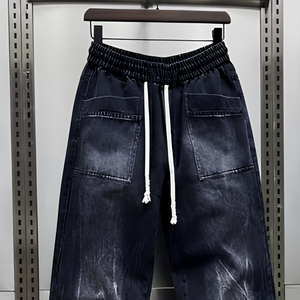 <span class=keywords><strong>Jeans</strong></span> <span class=keywords><strong>da</strong></span> <span class=keywords><strong>Uomo</strong></span> a Gamba Dritta Effetto Lavato, Vestibilità Comoda, Pantaloni <span class=keywords><strong>in</strong></span> Denim Casual Streetwear - Product Image 5
