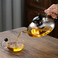 Théière marocaine en borosilicate transparent moderne poignée colorée souris résistante à la chaleur cruche à café de qualité alimentaire filtre bouilloires