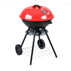 Rectangle en acier au carbone ménage mobile 14 pouces Apple Shape BBQ Grill Trolley Barbecue Grill Cuisine extérieure Barbecue Grill 17 pouces