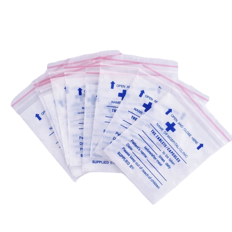 LDPE Medicine Tablet Bag Clear Ziplock Dispensing Pill Drug Bags Medical Grade Small Reclosable Envelope 100pcs/Pack