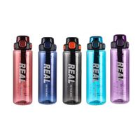 Botella de Camping Leejo New Time Marker Transparente de 1000 ml, Ecológica, de Plástico Tritan, con Tapa Abatible, Asa de Transporte y Fácil Consumo Directo