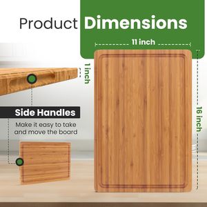 Ensemble de planche à découper en bambou double face avec rainure à jus Planche de service de cuisine <span class=keywords><strong>pour</strong></span> viande, légumes, <span class=keywords><strong>fromage</strong></span> à découper <span class=keywords><strong>pour</strong></span> <span class=keywords><strong>Noël</strong></span> - Product Image 6