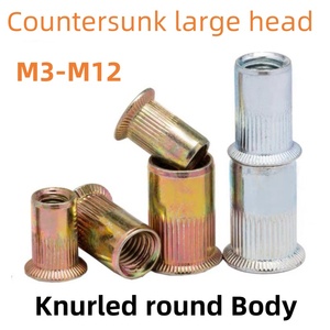 <span class=keywords><strong>Tuercas</strong></span> <span class=keywords><strong>remachables</strong></span> <span class=keywords><strong>de</strong></span> acero inoxidable SS304, tipo abierto, cilíndricas, ciegas, con cabeza plana, roscadas y moleteadas, para inserción - Product Image 2