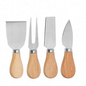 Premium 4-Piece Eco-Friendly <b>Cheese</b> <b>Knife</b> <b>Set</b> Acacia Wood Handles Stainless Steel Blades Metal Construction for Restaurant Use - Product Image 2