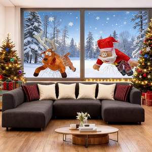 Decoración Navideña Divertida para Ventanas con Efecto de Vidrio Roto, Diseño Animado de Reno y Santa Claus, Se Adapta a Cualquier Ventana - Product Image 4