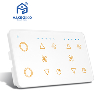 Interrupteur intelligent Wi-Fi Tuya double 2 gangs avec variateur de vitesse pour ventilateur et interrupteur tactile double 2 gangs avec rétroéclairage RGB en verre, compatible charge 200W, norme britannique MakeGood
