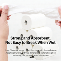 Papier toilette doux et écologique, 3 plis, en pâte de bois vierge, soluble dans l'eau, sûr pour les fosses septiques, personnalisable avec étiquette privée