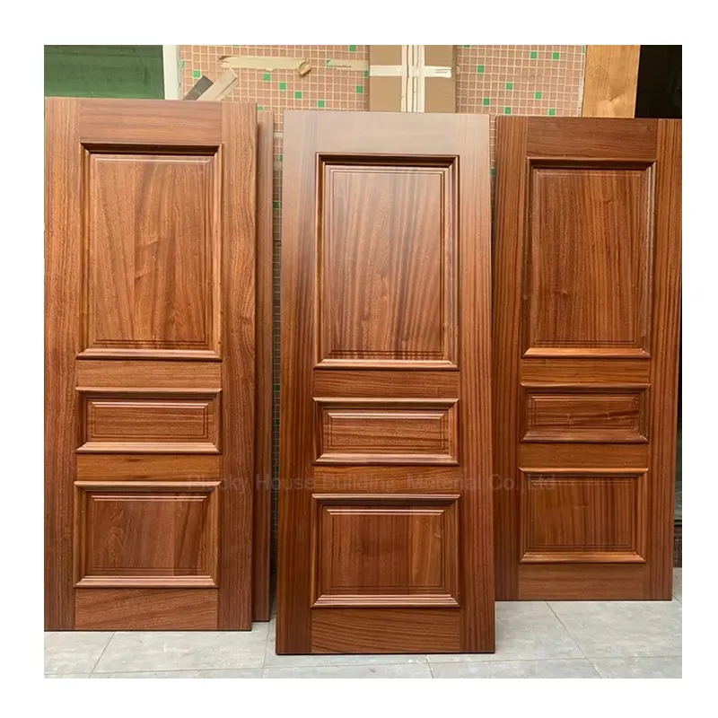 Porta de madeira de teca sólida interior de alta qualidade, venda de fábrica para quarto