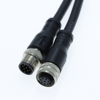 Connecteur de câble blindé étanche M12 noir moulé, avec nombre de broches réglable