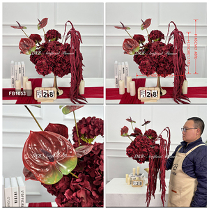 DKB Arreglo de Flores Artificiales en Forma de Bola, Centro de Mesa para Bodas, Bola de Flores de Rosa <span class=keywords><strong>Roja</strong></span> de Seda Artificial para Bodas - Product Image 3