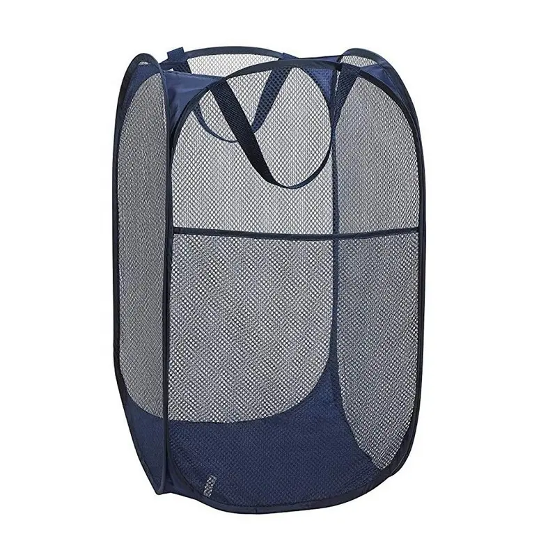 Foldable Portable Washing Clothes Laundry Basket Bag Bin Hamper Mesh StorageとThickened Mesh