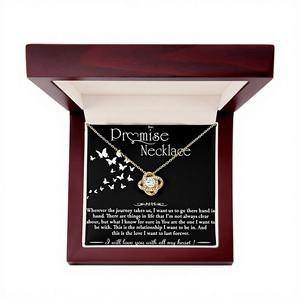 Collier Promesse avec Carte Texte Personnalisée, Pendentif Nœud d'Amour Classique en Cuivre, Design Papillon, Cadeau Romantique pour la Saint-Valentin - Product Image 1