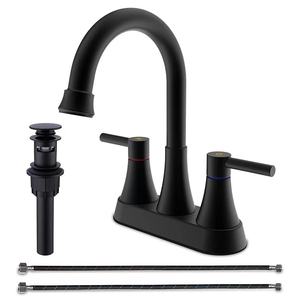 Vendita calda OEM in acciaio inox doppio manici lavabo rubinetto nero 4 "centrotavola bagno miscelatore rubinetto lavabo con scolapiatti - Product Image 1