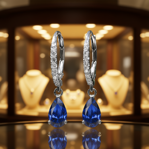 Orecchini a Goccia E721 in Argento 925 con Cristallo Naturale, Gioielli Classici da Sposa per Donna - Product Image 2