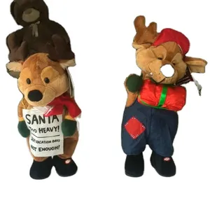 38cm promotional customized plush christmas battery-operated(electrical) dancing reindeer toy with sound