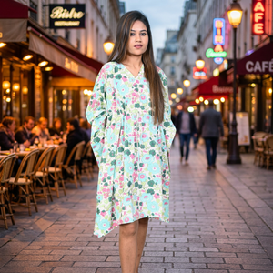 Women's Lady's Floral Print V-Neck <b>Loose</b> Bohemian Midi <b>Dress</b> with Flutter Sleeves Breathable Cotton Casual Summer XS - Product Image 4