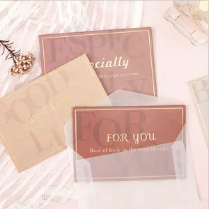 Custom Logo Printed Gold Foil Blank Wholesale Handmade Wedding Business Thank You Cards With Envelopes