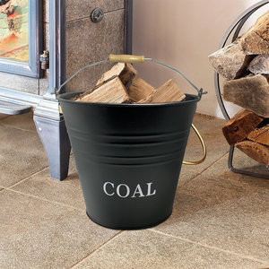 Iron Metal <strong>Coal</strong> <strong>Bucket</strong> <strong>with</strong> <strong>Lid</strong> for Ash Disposal in Fireplaces-Essential Accessory in Fireplace Sets - Product Image 2