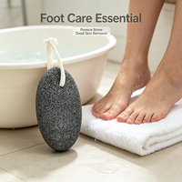 Pierre ponce naturelle écologique pour les pieds avec sangle de suspension, éliminateur de callosités en pierre volcanique ovale pour peaux dures, exfoliant pour les pieds