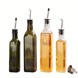 Botella dispensadora de aceite de oliva de vidrio transparente de 17 oz, garrafa de aceite de oliva, decantador de 500 ml, aceitera y vinagrera verde con vertedores para cocina - Product Image 1