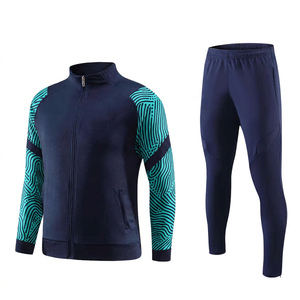 Men's Green Tracksuit Set Full Sleeve Zipper Jacket With Red Geometric Pattern Sporty Athletic Pants Quick Dry Autumn Wear - Product Image 4