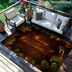 Tapis rectangulaire imprimé Temu Noël 55x79cm, antidérapant, en velours cristal, pour balcon, salon - Product Image 1