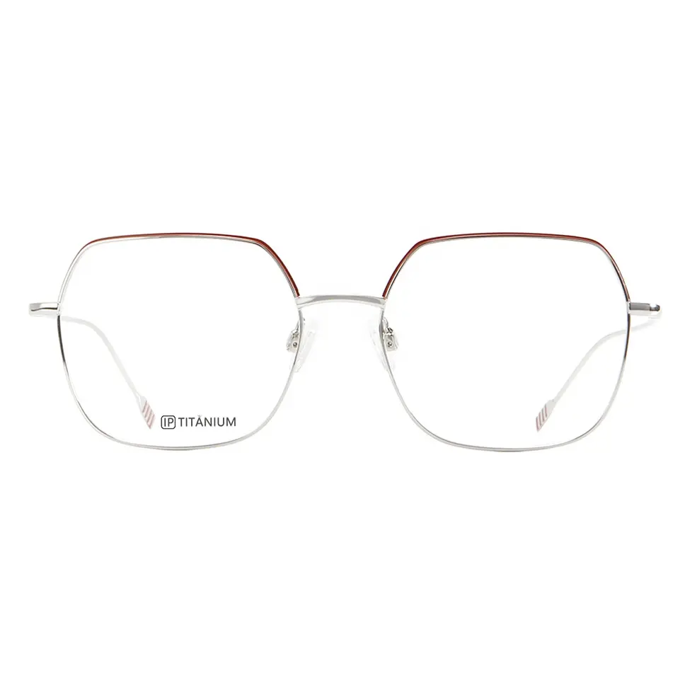 柔軟な純チタンフレームメガネ女性スクエア軽量処方眼鏡フレーム六角形アイウェアルネットオム