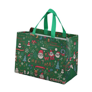 Sacs fourre-tout pliables personnalisés en non-tissé pour Noël, extra grands, motif léopard, réutilisables, imperméables, avec poignées, pour publicité, cadeaux, courses - Product Image 6