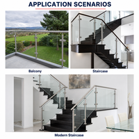 Rampe d'escalier moderne en acier inoxydable 304 316 avec main courante supérieure en verre, balustrade intérieure DIY pour villa, appartement, résidence
