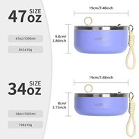 Watersy Personnalisé 47oz 304 En Acier Inoxydable De Luxe Saladier Boîte À Lunch Couvercle 32oz Récipients De Stockage Des Aliments Durables pour Les Enfants