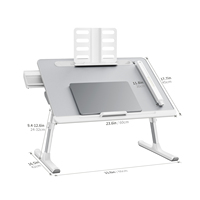 SAIJI Nouveau Plateau de Lit pour Ordinateur Portable Extra Large Réglable, Support Pliable Super Stable, Bureau de Lit Inclinable avec Lampe de Lecture