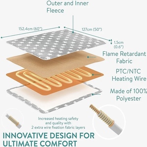 Manta Eléctrica Térmica de Gran Tamaño Personalizada, la Más Vendida, para <span class=keywords><strong>Cama</strong></span>, Control de Calor en Invierno - Product Image 4