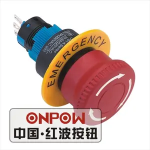 CE, ROHS approved ONPOW 22mm IP65 1NO1NC emergency stop switch with emergency circle