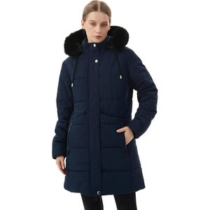 Moerdeng Abrigo acolchado de invierno para mujer, forro polar acolchado, impermeable, con capucha desmontable, parka de manga larga - Product Image 4