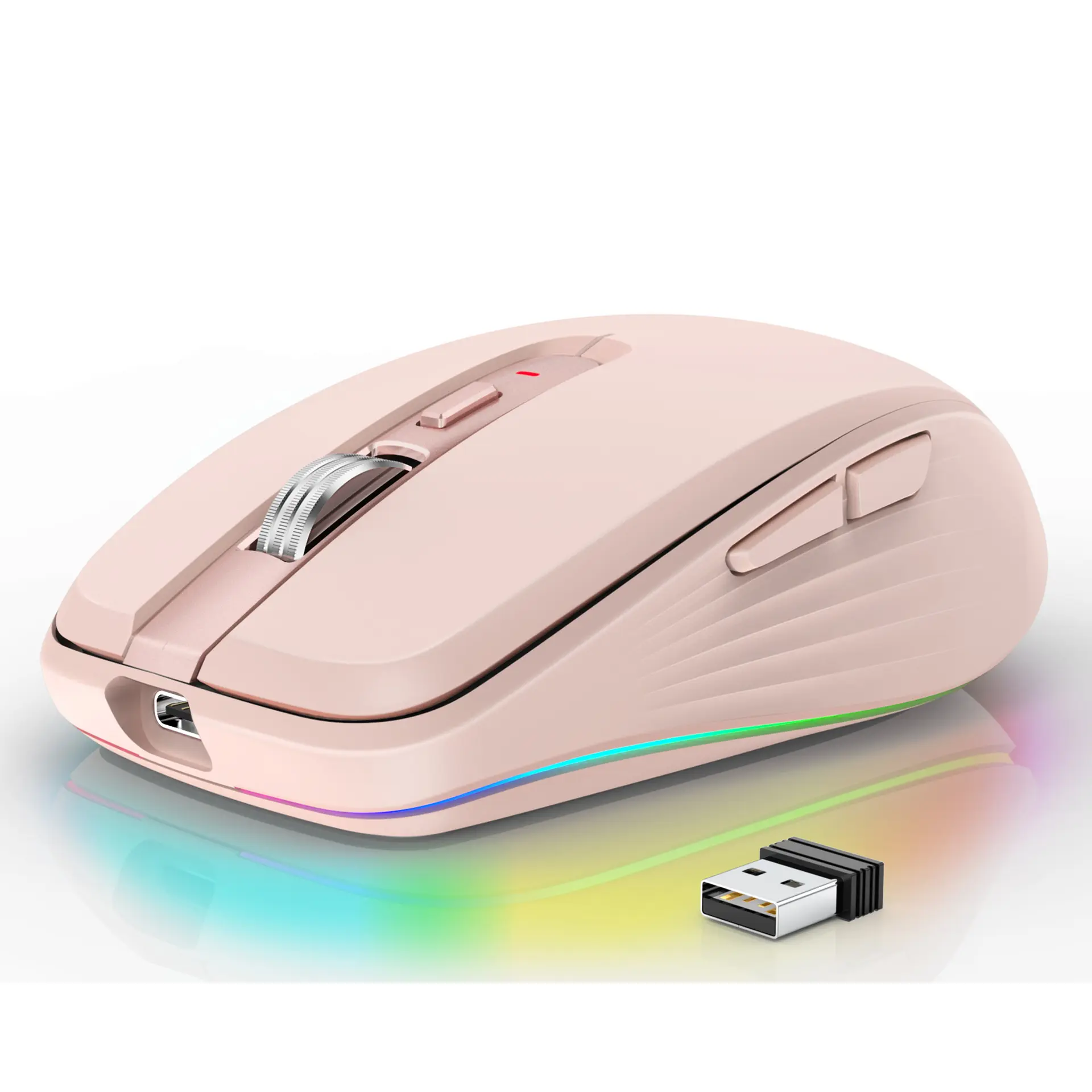 ワイヤレスBluetooth5.1マウス2.4GUSB 2400DPIタイプC充電LED新しいデスクトップラップトップテーブル安価なコンピューターゲームスイッチマウス