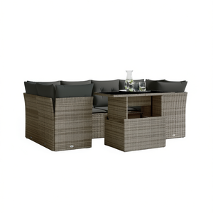 Conjunto de Sofás Modulares de Jardín en Poliratán Gris, Muebles de Exterior de Alta Calidad con Cojines de Espuma de Alta Densidad - Product Image 1