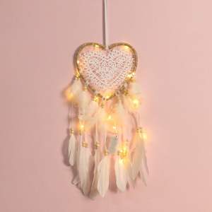 Fait à la main <span class=keywords><strong>Original</strong></span> amour capteur de rêves mariage fille coeur Textile artisanat chambre tenture murale décoration - Product Image 2