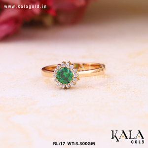 Bague de fiançailles élégante en or avec pierre vert émeraude de luxe et halo de diamants pour femme - Product Image 2